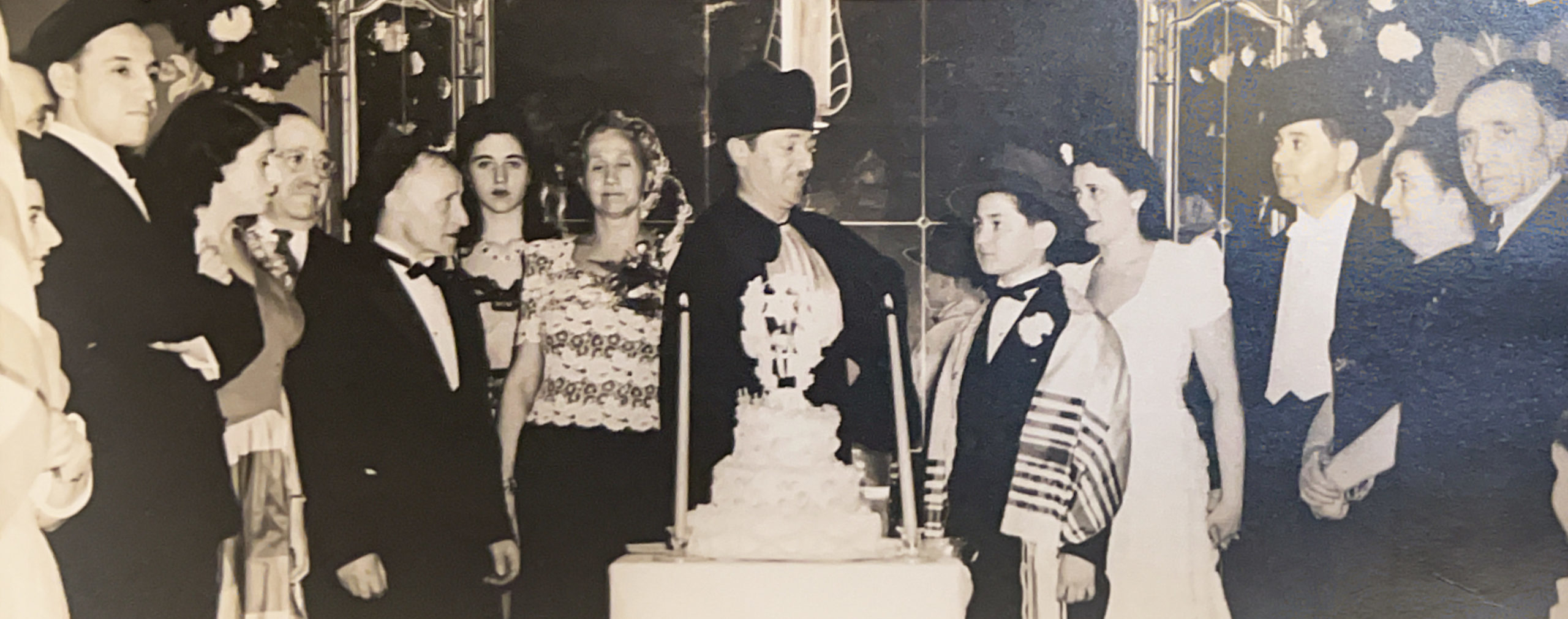 Bernie bar mitzvah, right side bernie and parents, left from rabbi is shirley grandmother,shirley, grandfather, unknown and then shirley's aunt fanny, and then uncle micky